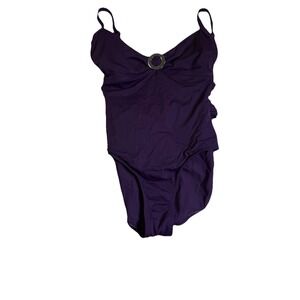 Aerin Rose Purple O-Ring One Piece Swimsuit Women 10/D Purple Excellent Plunge
